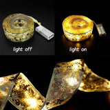 Christmas Ribbon Lights 4Meter 40 LED Lights Copper Wire Ribbon Bows String Lights for Party Weddings Holiday Christmas Tree Decor - Top-Down View