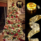 Christmas Ribbon Lights 4Meter 40 LED Lights Copper Wire Ribbon Bows String Lights for Party Weddings Holiday Christmas Tree Decor - 45-Degree Angle