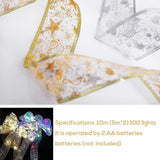 Christmas Ribbon Lights 4Meter 40 LED Lights Copper Wire Ribbon Bows String Lights for Party Weddings Holiday Christmas Tree Decor - Rear View