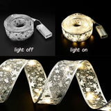 Christmas Ribbon Lights 4Meter 40 LED Lights Copper Wire Ribbon Bows String Lights for Party Weddings Holiday Christmas Tree Decor