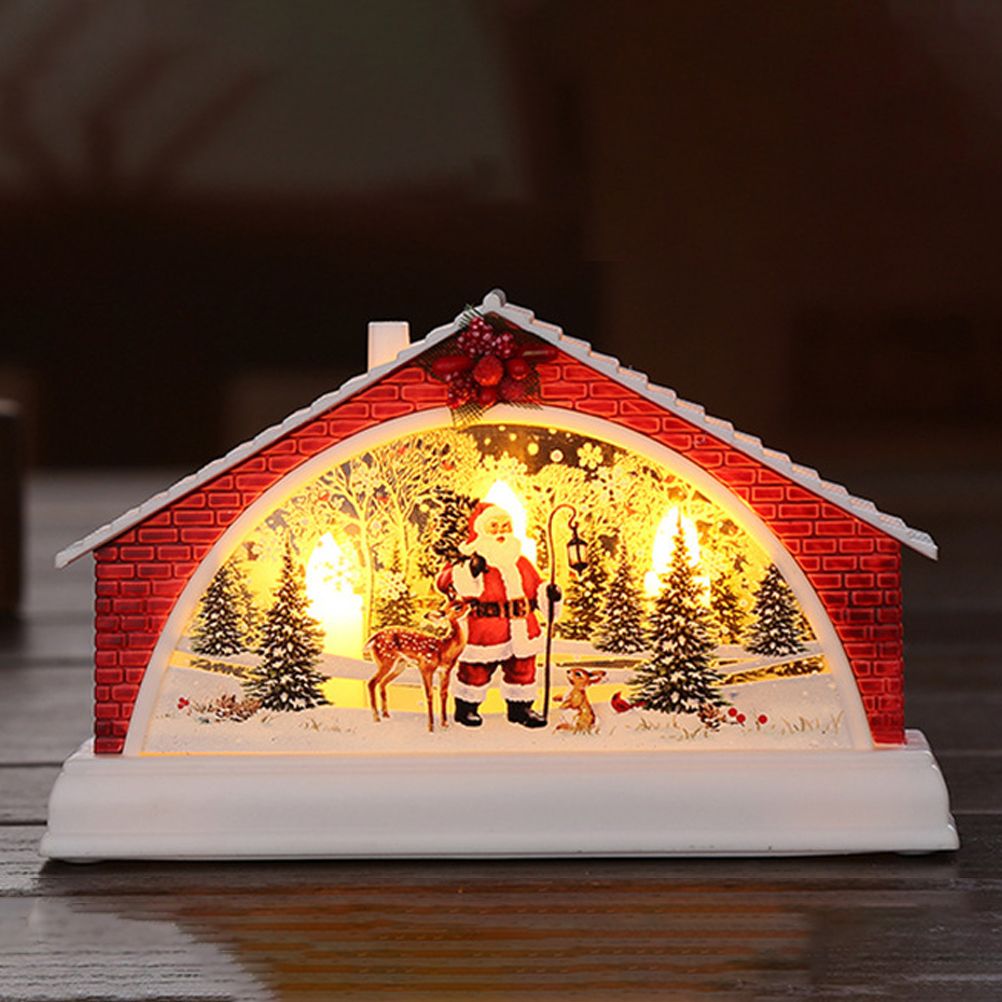 Christmas House Manger Snow House Decoration Night Light Home Furnishing Props Christmas Village House Ornament