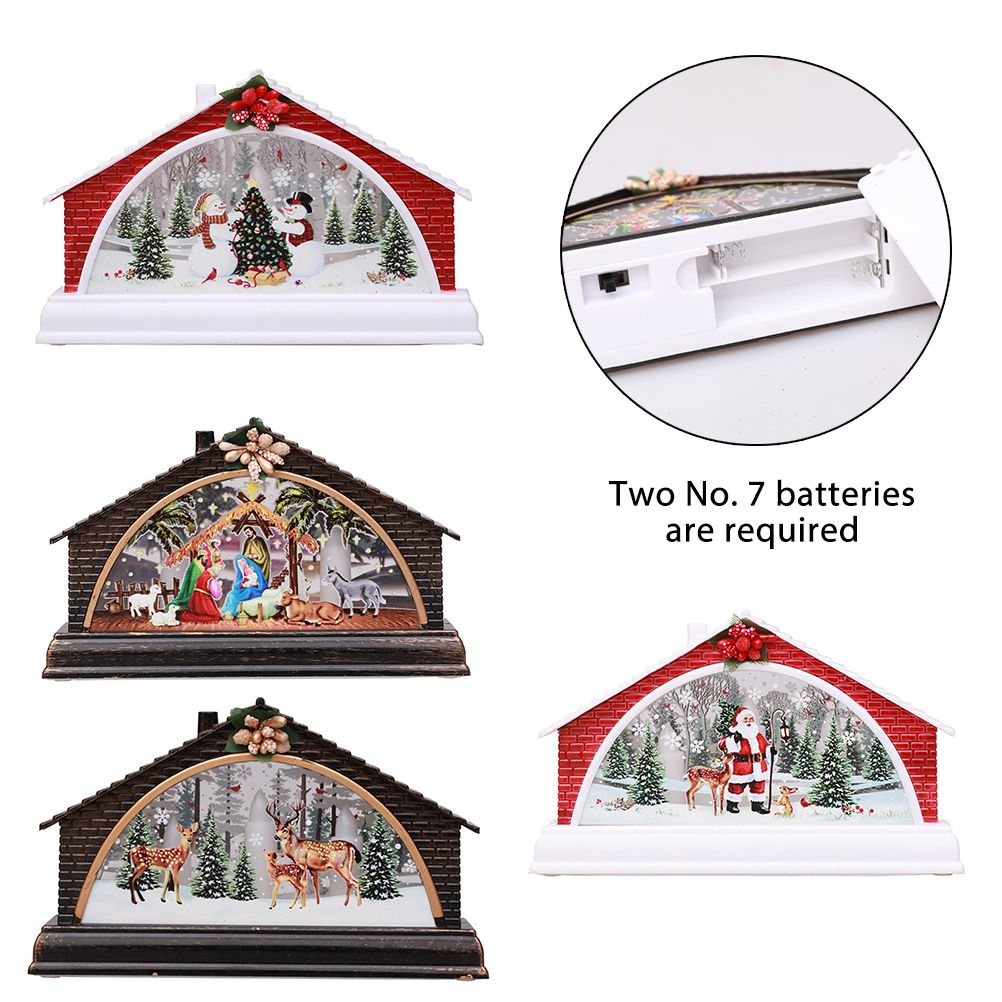 Christmas House Manger Snow House Decoration Night Light Home Furnishing Props Christmas Village House Ornament
