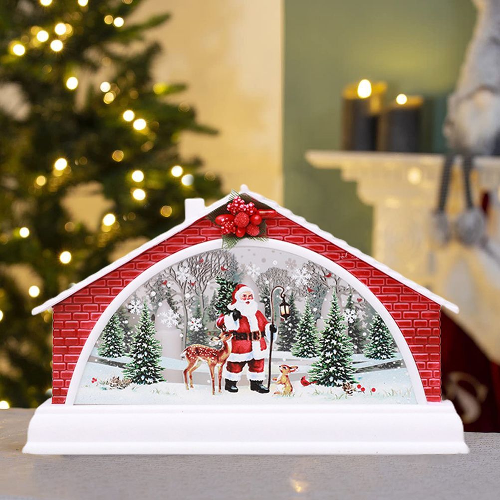 Christmas House Manger Snow House Decoration Night Light Home Furnishing Props Christmas Village House Ornament