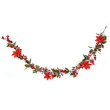 6.5 FT Christmas Holly Berry Garland Winter Artificial Greenery Garland with Red Berries and Holly Leaves for House Fireplace Wall Table Decor - Top-Down View