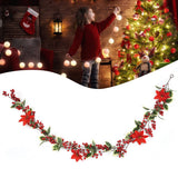 6.5 FT Christmas Holly Berry Garland Winter Artificial Greenery Garland with Red Berries and Holly Leaves for House Fireplace Wall Table Decor