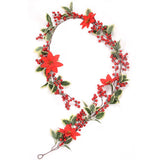6.5 FT Christmas Holly Berry Garland Winter Artificial Greenery Garland with Red Berries and Holly Leaves for House Fireplace Wall Table Decor