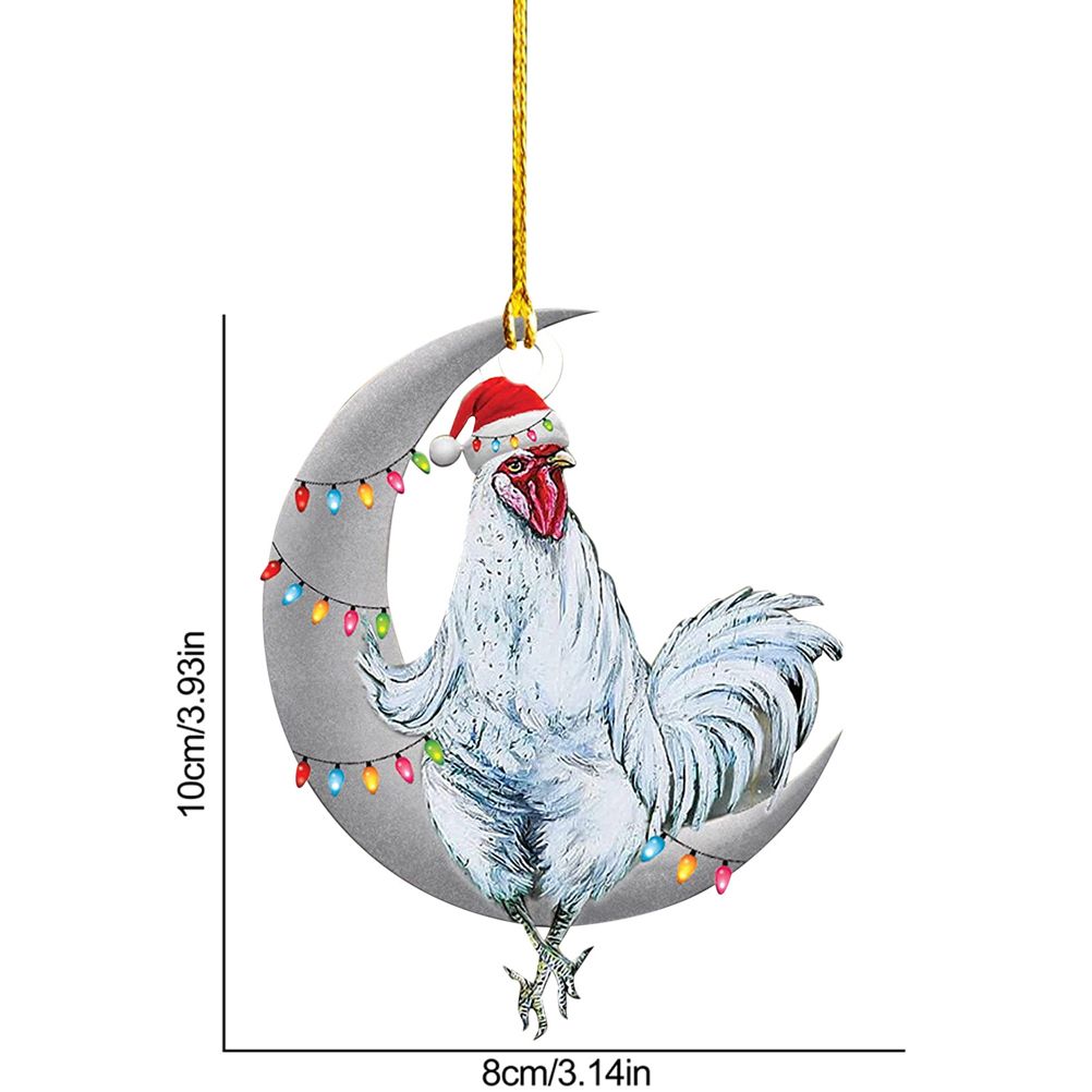 Christmas Pendant Chicken with Hat Scarf Christmas Tree Hanging Ornament Holiday Party Decoration