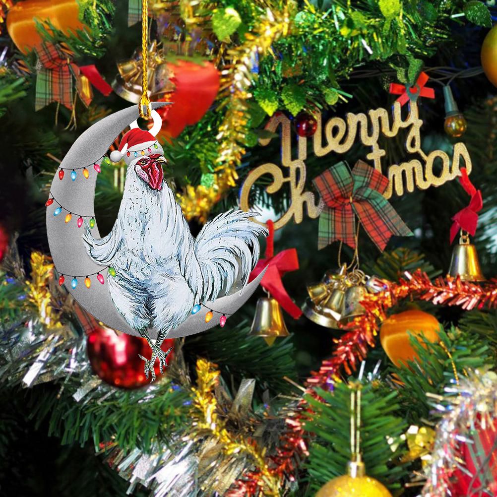Christmas Pendant Chicken with Hat Scarf Christmas Tree Hanging Ornament Holiday Party Decoration