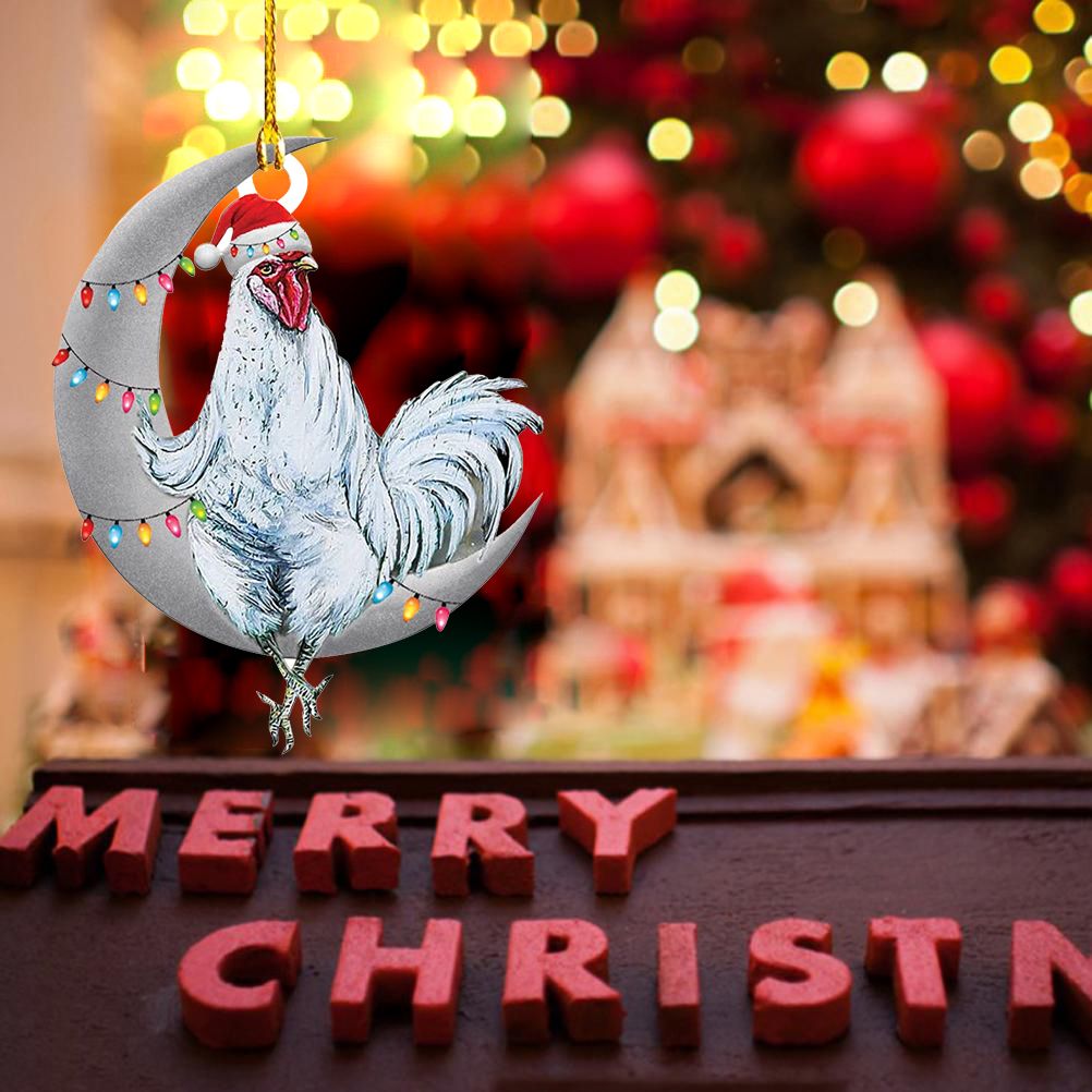 Christmas Pendant Chicken with Hat Scarf Christmas Tree Hanging Ornament Holiday Party Decoration