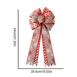Christmas Double Layer Linen Bow Christmas Bowknot for Xmas Tree Decorations Maple Leaf Striped Snowflake Khaki Bow Decor - Front View