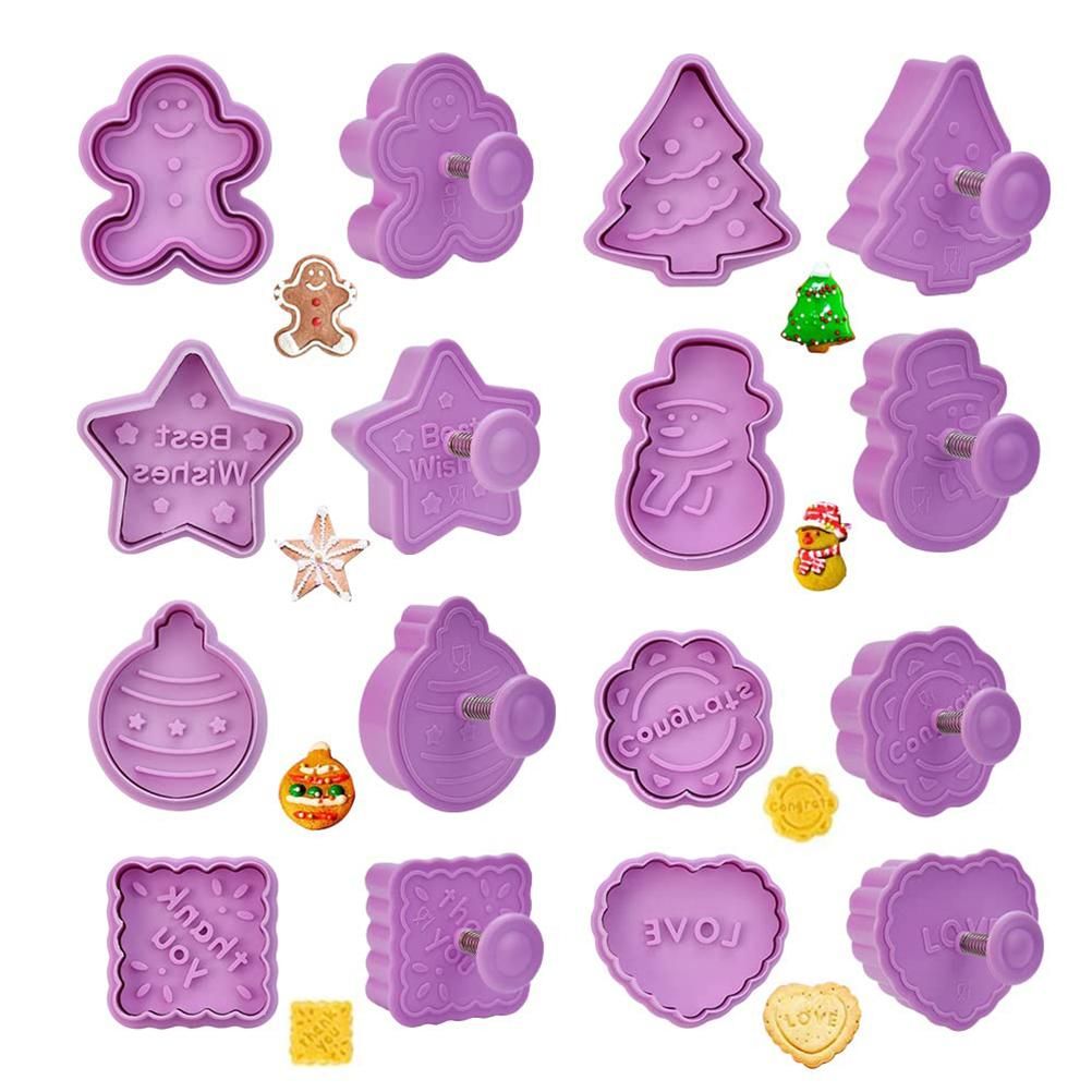 8 Pcs Christmas Cutters Biscuit Cutters Plastic Cutters Children's Stamp Festival Cutter Set for Biscuits Chocolate