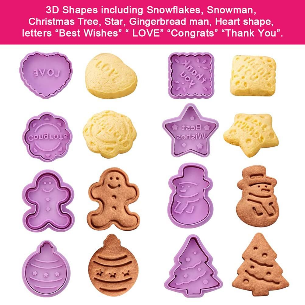 8 Pcs Christmas Cutters Biscuit Cutters Plastic Cutters Children's Stamp Festival Cutter Set for Biscuits Chocolate