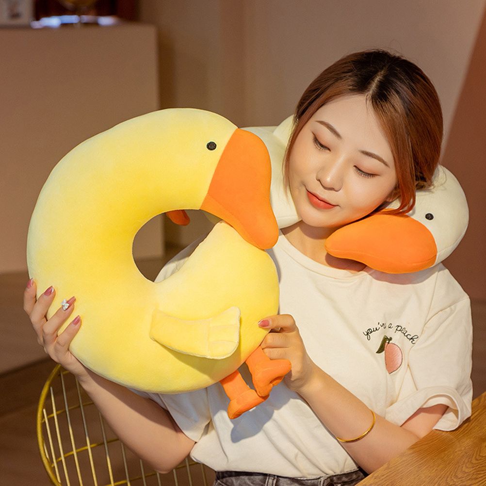 Japanese Anime Duck Plush Dolls Big Goose U Shaped Neck Pillow Cute Stuffed Animal Toy Travel Pillow Birthday Xmas Gift