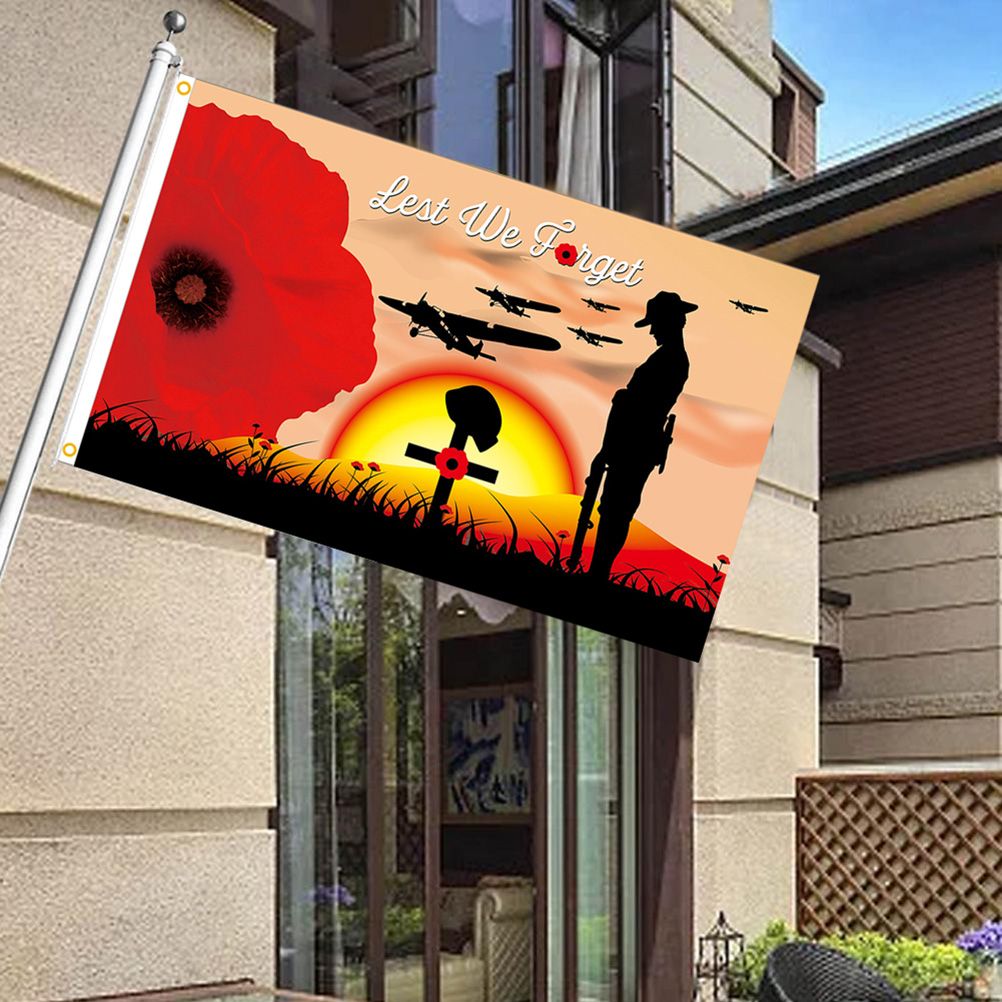90 x 150cm Remembrance Day Banner Flag for House Outdoor Flag Single Layer Polyester Banner