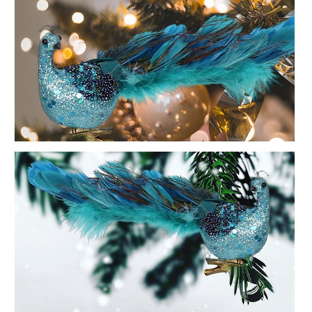 Christmas Tree Decorations 3D Simulation Peacock Decoration Artificial Feather Pendant for Gardens and Courtyards