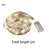 50 LED 5M Christmas Ribbon Bows With LED Fairy Lights Strings Christmas Tree Ornaments New Year Home Decor - Front View
