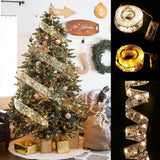 50 LED 5M Christmas Ribbon Bows With LED Fairy Lights Strings Christmas Tree Ornaments New Year Home Decor - Top-Down View