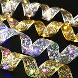 50 LED 5M Christmas Ribbon Bows With LED Fairy Lights Strings Christmas Tree Ornaments New Year Home Decor