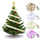 50 LED 5M Christmas Ribbon Bows With LED Fairy Lights Strings Christmas Tree Ornaments New Year Home Decor