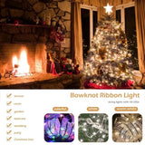 50 LED 5M Christmas Ribbon Bows With LED Fairy Lights Strings Christmas Tree Ornaments New Year Home Decor - Extra Image