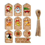 50pcs Christmas Kraft Paper Tags DIY Thank You Multi Style Crafts Hanging Tag with Rope Labels Gift Wrapping Supplies