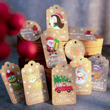 50pcs Christmas Kraft Paper Tags DIY Thank You Multi Style Crafts Hanging Tag with Rope Labels Gift Wrapping Supplies