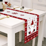 Christmas Gnome Table Runner Dwarf Striped Cotton and Linen Tablecloth Christmas Decoration for Dining Table and Coffee Table
