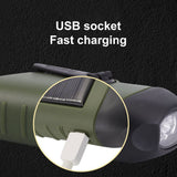Solar Powered Hand Crank Flashlight Emergency LED Flashlight Survival Flashlight Quick Snap Carbiner Flashlight for Outdoor Sports
