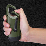 Solar Powered Hand Crank Flashlight Emergency LED Flashlight Survival Flashlight Quick Snap Carbiner Flashlight for Outdoor Sports