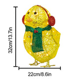 Chick with Scarf Decor Lights Yellow Chick Flat Garden Sculpture Chick Ornaments for Lawn Yard Christmas Holiday Decorations - Front View