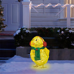 Chick with Scarf Decor Lights Yellow Chick Flat Garden Sculpture Chick Ornaments for Lawn Yard Christmas Holiday Decorations