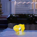 Chick with Scarf Decor Lights Yellow Chick Flat Garden Sculpture Chick Ornaments for Lawn Yard Christmas Holiday Decorations