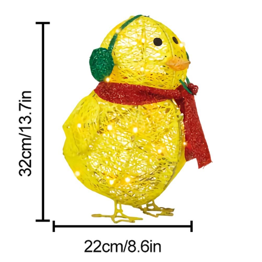 Chick with Scarf Decor Lights Yellow Chick Flat Garden Sculpture Chick Ornaments for Lawn Yard Christmas Holiday Decorations