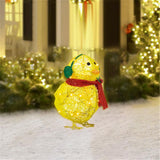Chick with Scarf Decor Lights Yellow Chick Flat Garden Sculpture Chick Ornaments for Lawn Yard Christmas Holiday Decorations