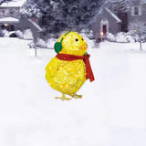 Chick with Scarf Decor Lights Yellow Chick Flat Garden Sculpture Chick Ornaments for Lawn Yard Christmas Holiday Decorations - 45-Degree Angle