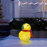 Chick with Scarf Decor Lights Yellow Chick Flat Garden Sculpture Chick Ornaments for Lawn Yard Christmas Holiday Decorations - Rear View
