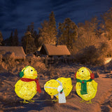 Chick with Scarf Decor Lights Yellow Chick Flat Garden Sculpture Chick Ornaments for Lawn Yard Christmas Holiday Decorations