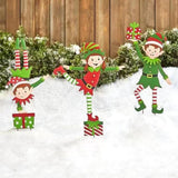 Christmas Elf Garden Stake Christmas Metal Gnome Yard Stake Wrought Iron Elf Ornament Yard Signs Decor Outdoor Holiday Decoration