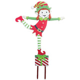 Christmas Elf Garden Stake Christmas Metal Gnome Yard Stake Wrought Iron Elf Ornament Yard Signs Decor Outdoor Holiday Decoration