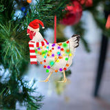 Christmas Scarf Chicken Pendant Cute Xmas Tree Hanging Wooden Chicken Rooster Pendant Indoor Outdoor Festival Party Home Decor