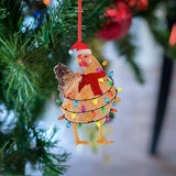 Christmas Scarf Chicken Pendant Cute Xmas Tree Hanging Wooden Chicken Rooster Pendant Indoor Outdoor Festival Party Home Decor
