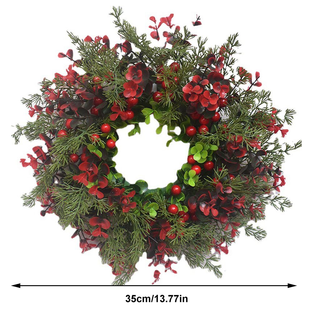 Christmas Wreath Artificial Red Berries Eucalyptus Wreath Christmas Decoration Living Room Wall Decoration