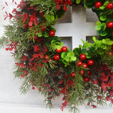 Christmas Wreath Artificial Red Berries Eucalyptus Wreath Christmas Decoration Living Room Wall Decoration - Top-Down View