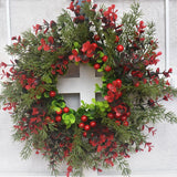 Christmas Wreath Artificial Red Berries Eucalyptus Wreath Christmas Decoration Living Room Wall Decoration
