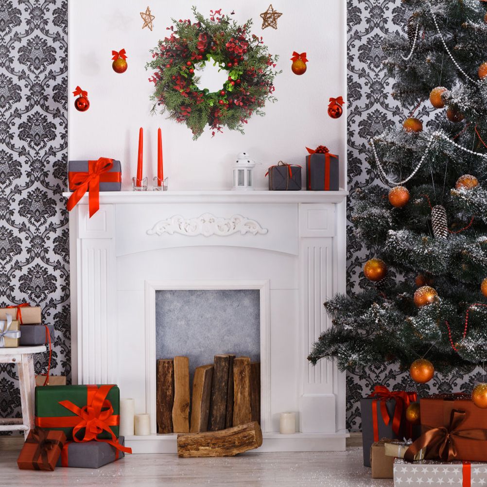 Christmas Wreath Artificial Red Berries Eucalyptus Wreath Christmas Decoration Living Room Wall Decoration