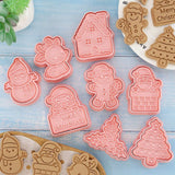 8 Pcs/Set DIY Christmas Biscuit Mould Cartoon Cutter 3D Biscuits Mold Plastic Baking Mould Decorating Tools