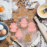 8 Pcs/Set DIY Christmas Biscuit Mould Cartoon Cutter 3D Biscuits Mold Plastic Baking Mould Decorating Tools