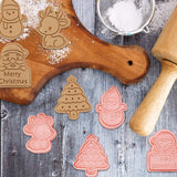 8 Pcs/Set DIY Christmas Biscuit Mould Cartoon Cutter 3D Biscuits Mold Plastic Baking Mould Decorating Tools