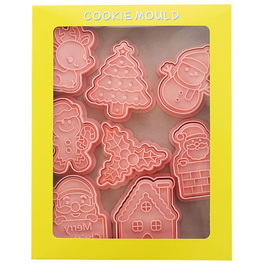 8 Pcs/Set DIY Christmas Biscuit Mould Cartoon Cutter 3D Biscuits Mold Plastic Baking Mould Decorating Tools