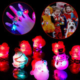 50Pcs Christmas LED Finger Lights Cute Cartoon LED Rings Party Favors for Kids Adults Light Up Toys Rings Stocking Stuffers - 45-Degree Angle